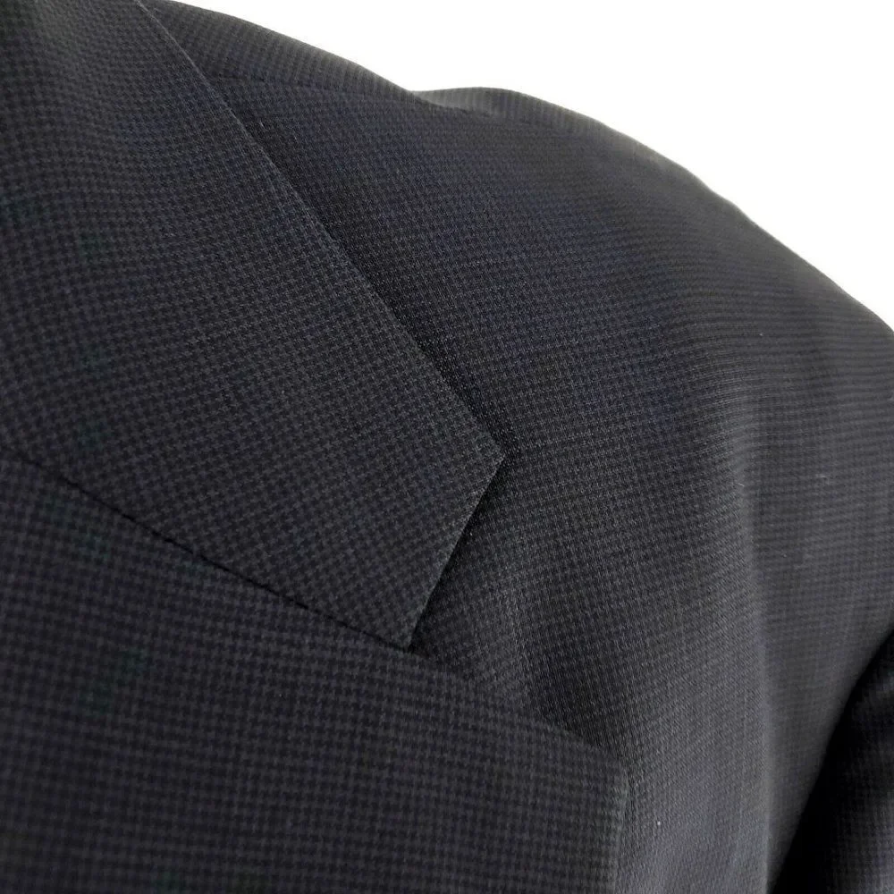 Tom James Bespoke‎ 2 Button Blazer 46L Black Blue Black Check